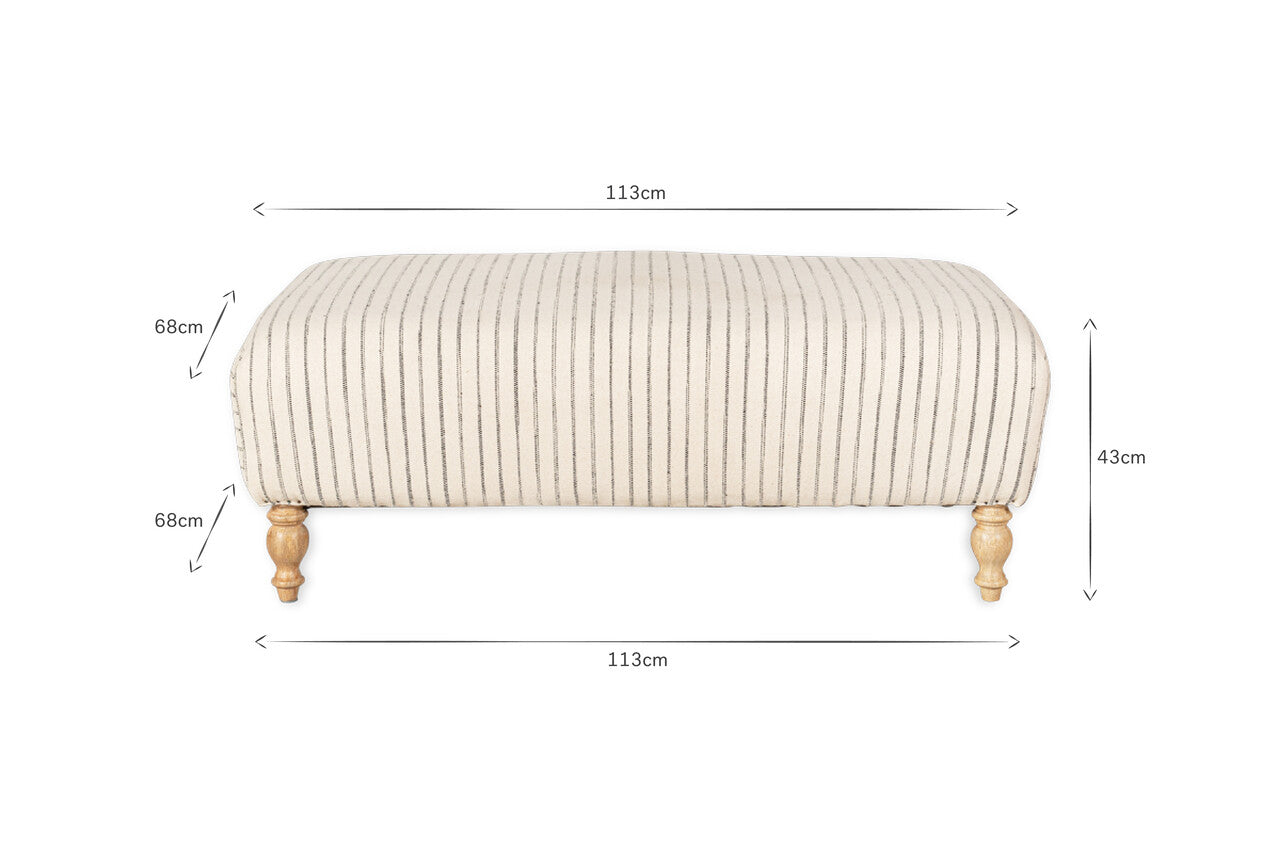 Sanja Stripe Upholstered Ottoman - Off White