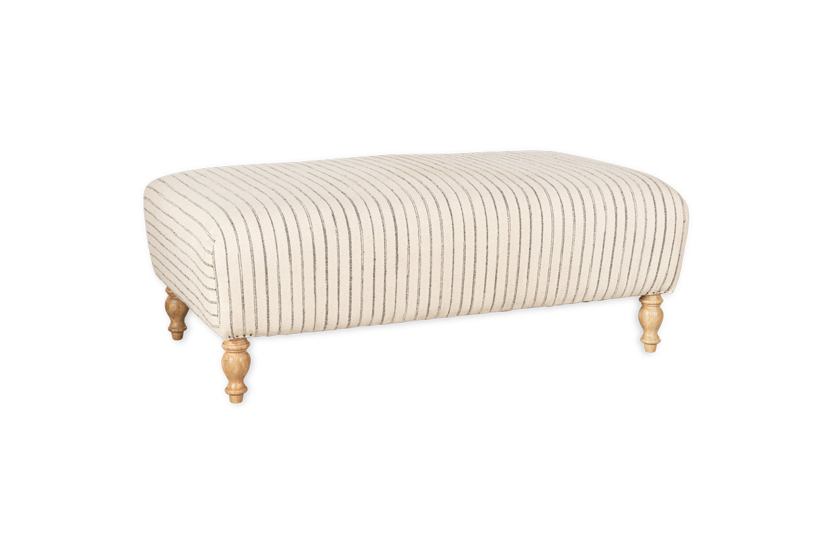 Sanja Stripe Upholstered Ottoman - Off White