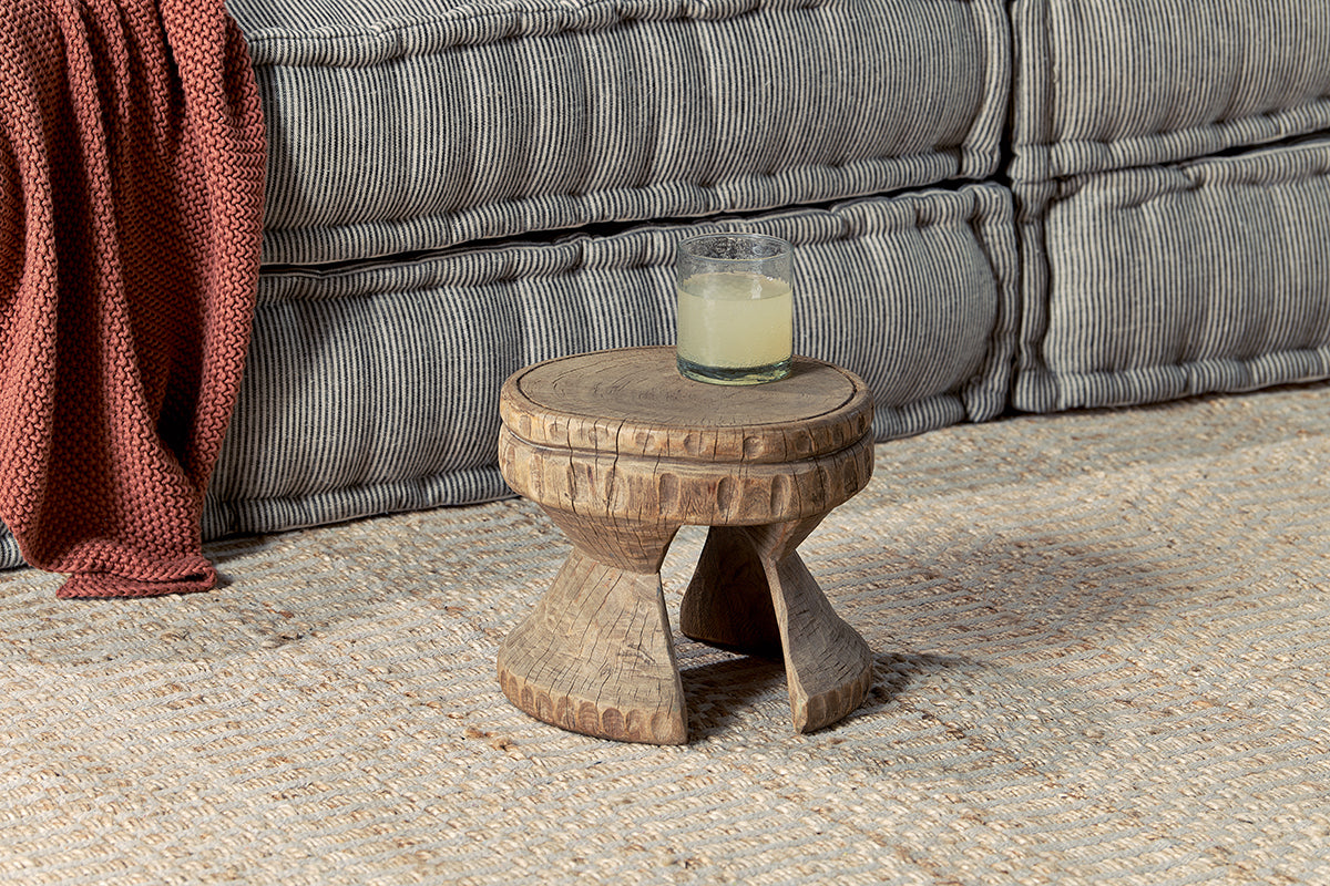 Salman Wooden Decorative Stool - Natural