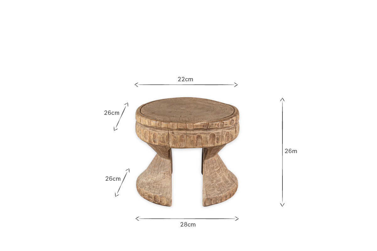 Salman Wooden Decorative Stool - Natural