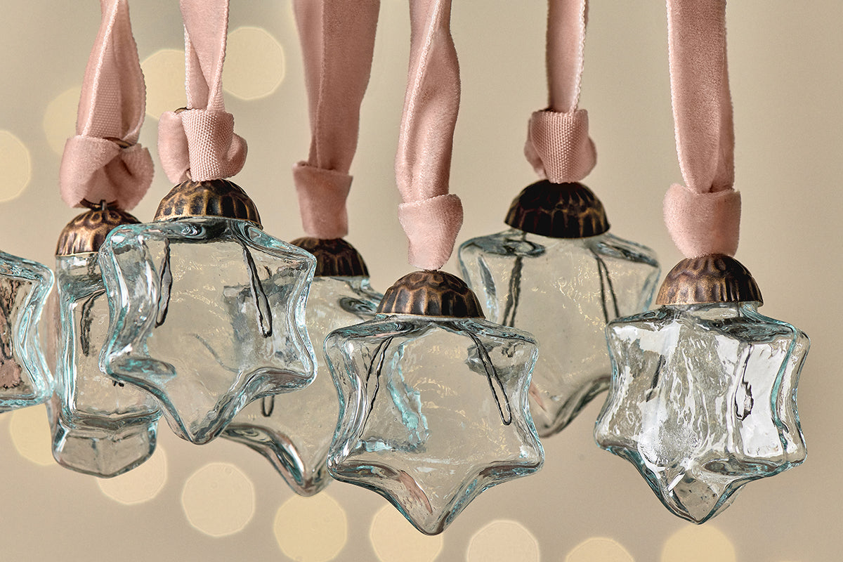 Sardi Star Baubles - Clear (Set of 12)