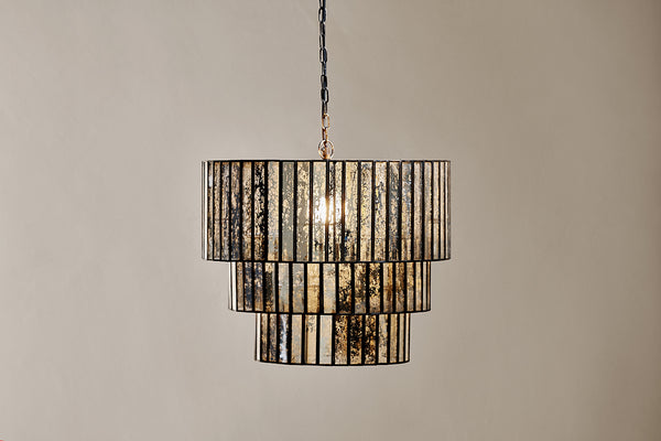 Shanaya Mottled Glass Chandelier - Antique Bronze