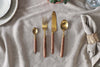 Soni Cutlery Set - Gold & Acacia (Set of 16)