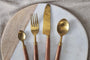 Soni Cutlery Set - Gold & Acacia (Set of 16)