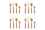 Soni Cutlery Set - Gold & Acacia (Set of 16)