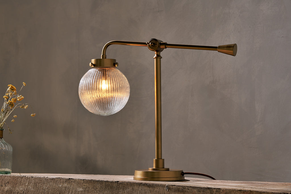 Sengol Recycled Glass Desk Lamp - Antique Brass