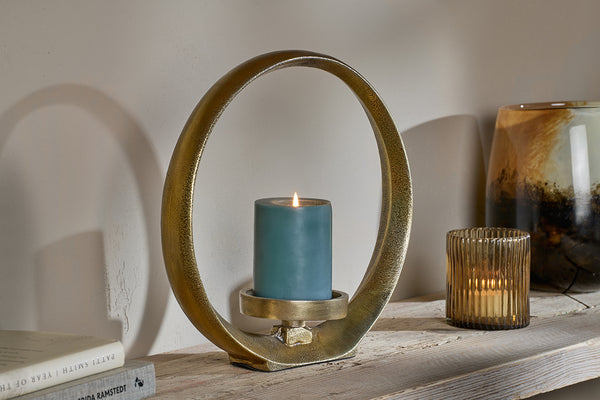 Saili Statement Candle Holder - Antique Brass