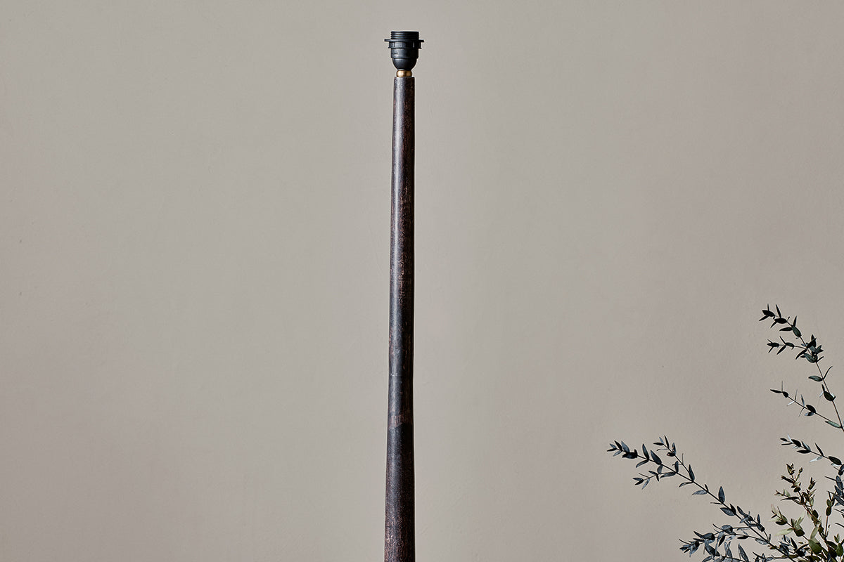 Sahar Mango Wood Floor Lamp - Dark Stain