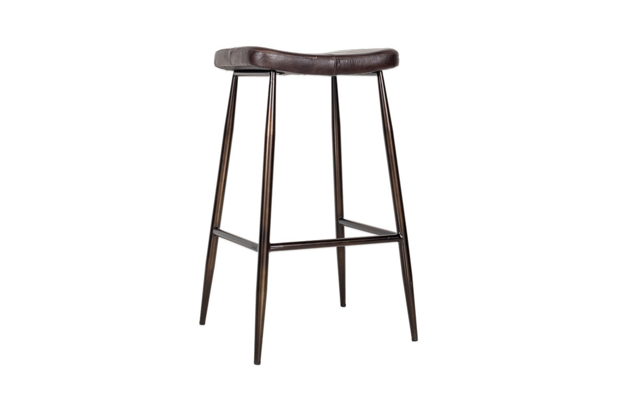 Samaira Leather Counter Stool - Dark Brown