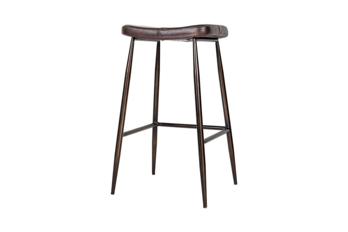 Samaira Leather Counter Stool - Dark Brown