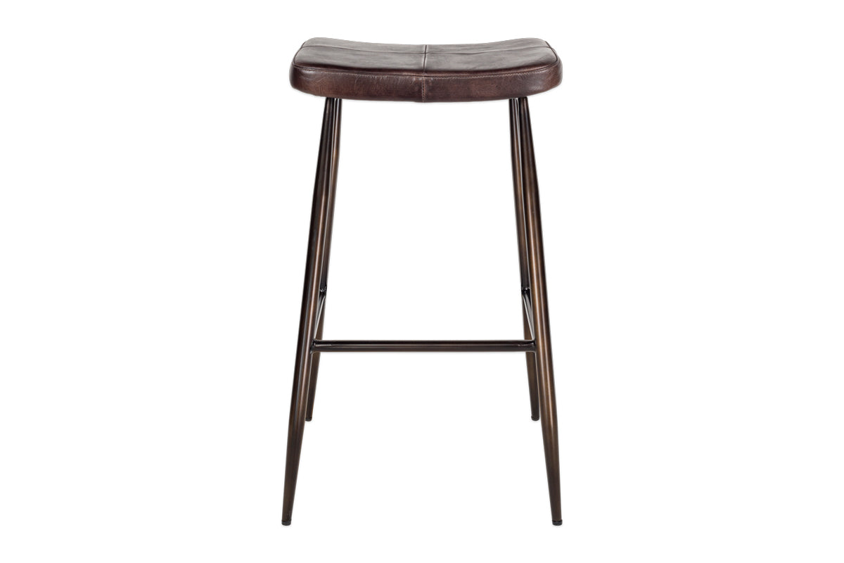 Samaira Leather Counter Stool - Dark Brown