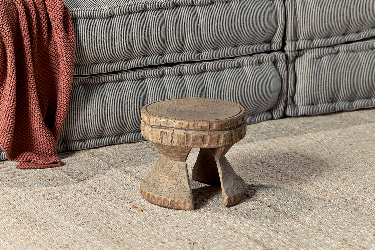 Salman Wooden Decorative Stool - Natural- nkuku