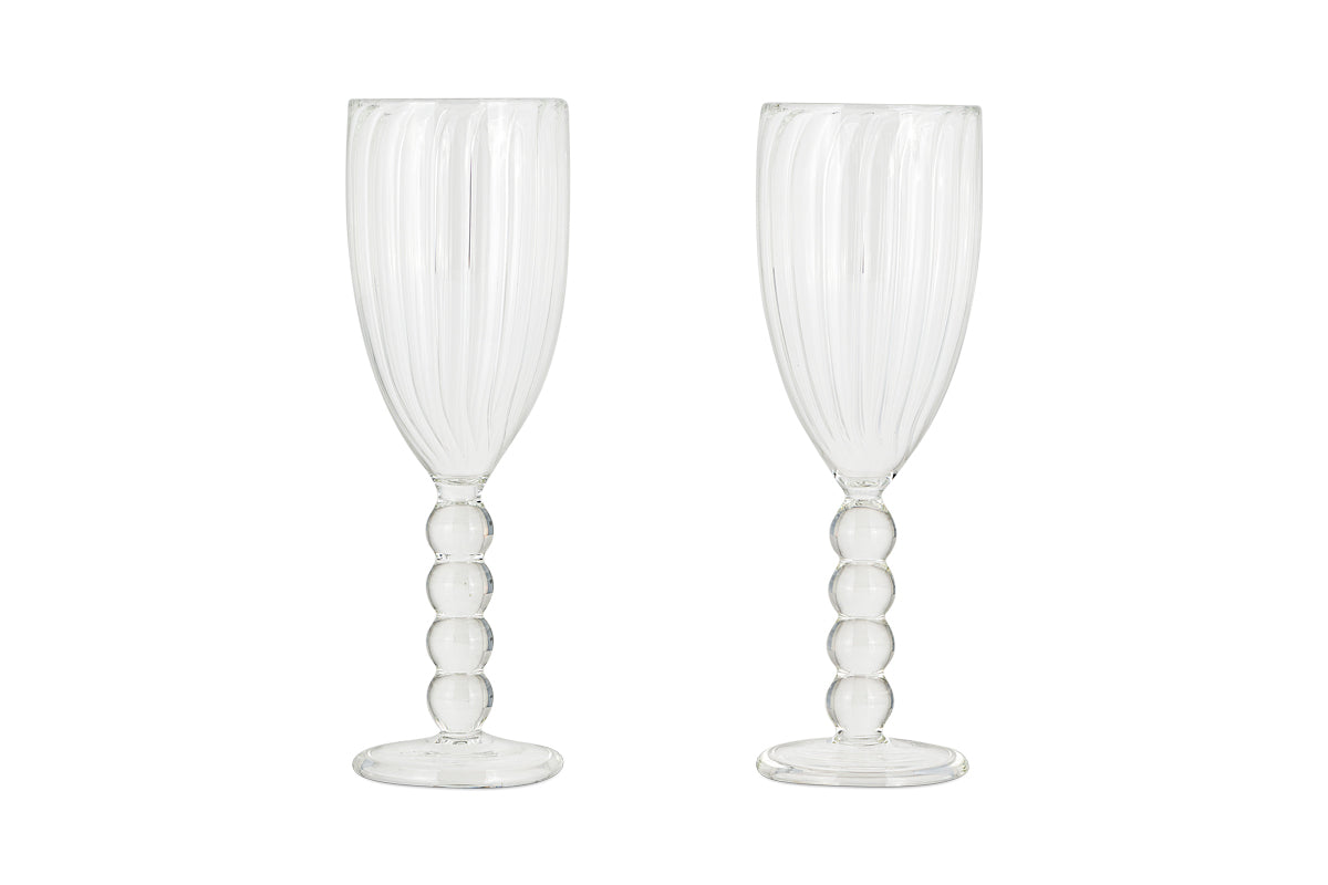 Santosa Champagne Flute - Clear (Set of 2)-nkuku