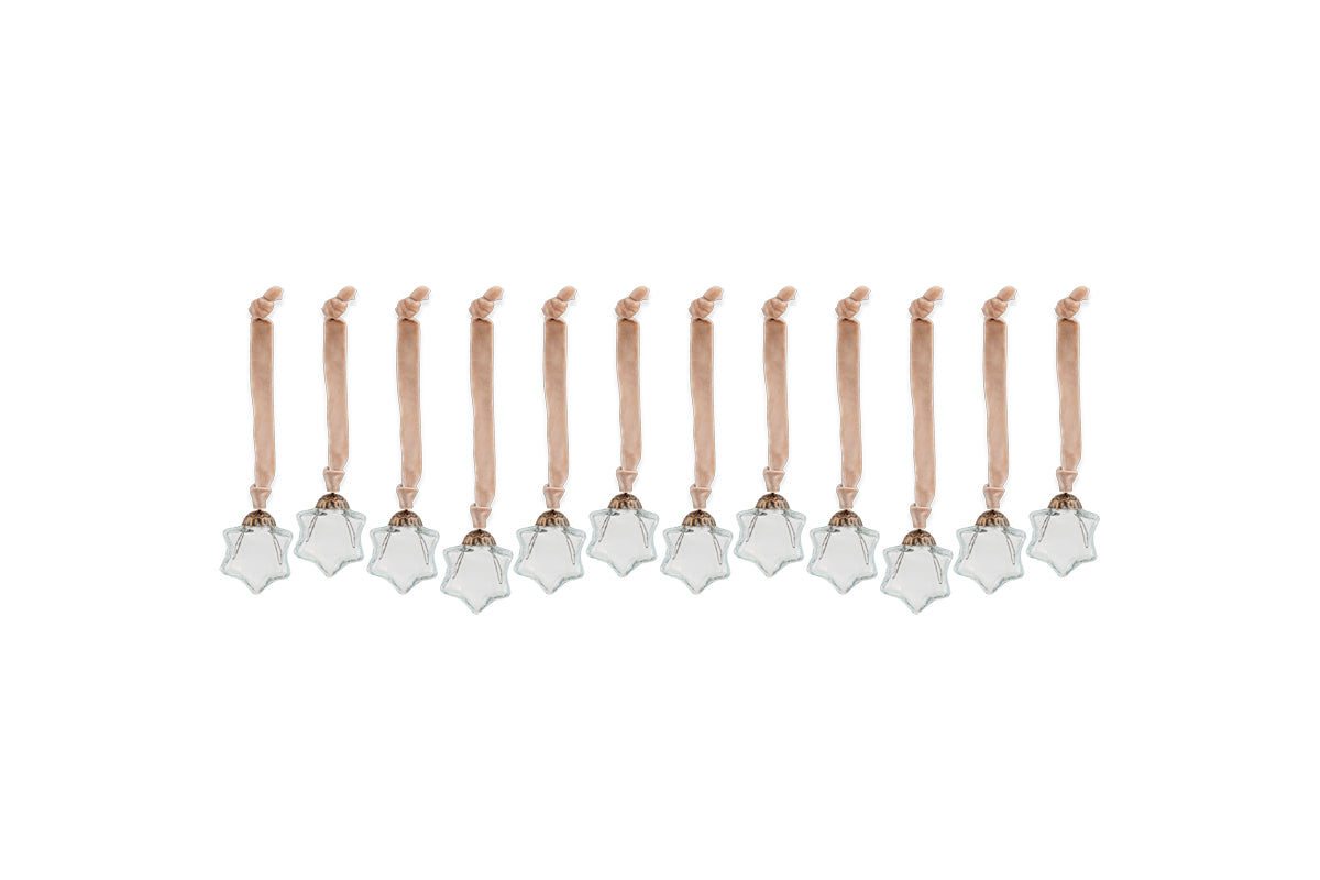 Sardi Star Baubles - Clear (Set of 12)-nkuku