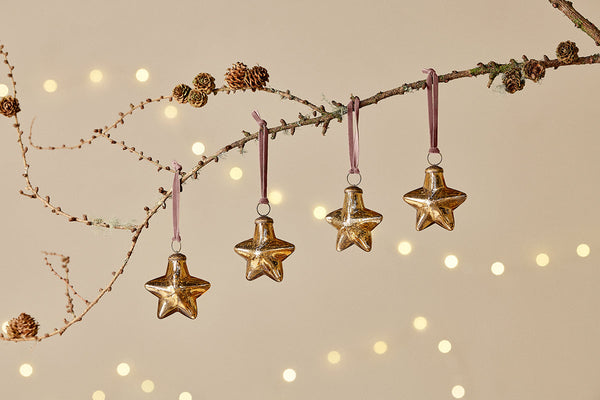 Sardi Star Baubles - Gold (Set of 4)-nkuku