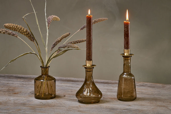 Sirsa Glass Candlestick - Sepia-nkuku