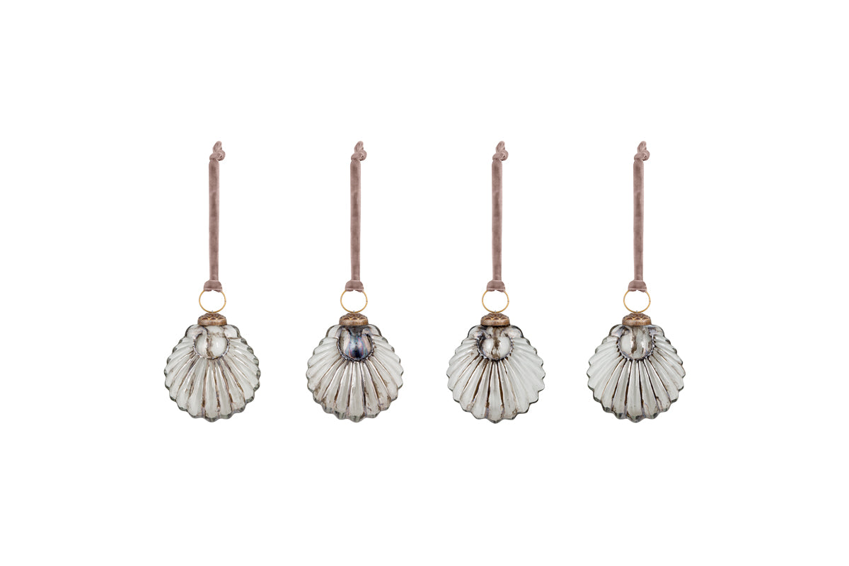 Sohni Shell Baubles - Gold & Cream - (Set of 4)-nkuku