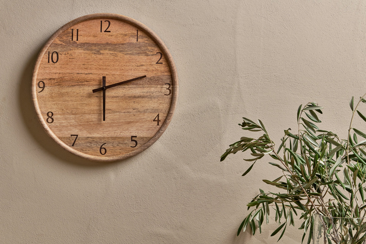 Som Mango Wood Clock - Natural-nkuku