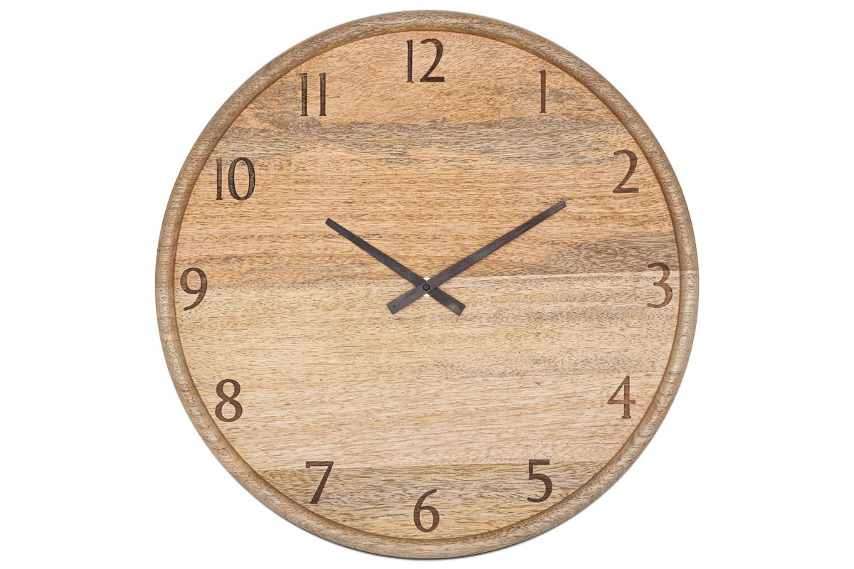 Som Mango Wood Clock - Natural-nkuku