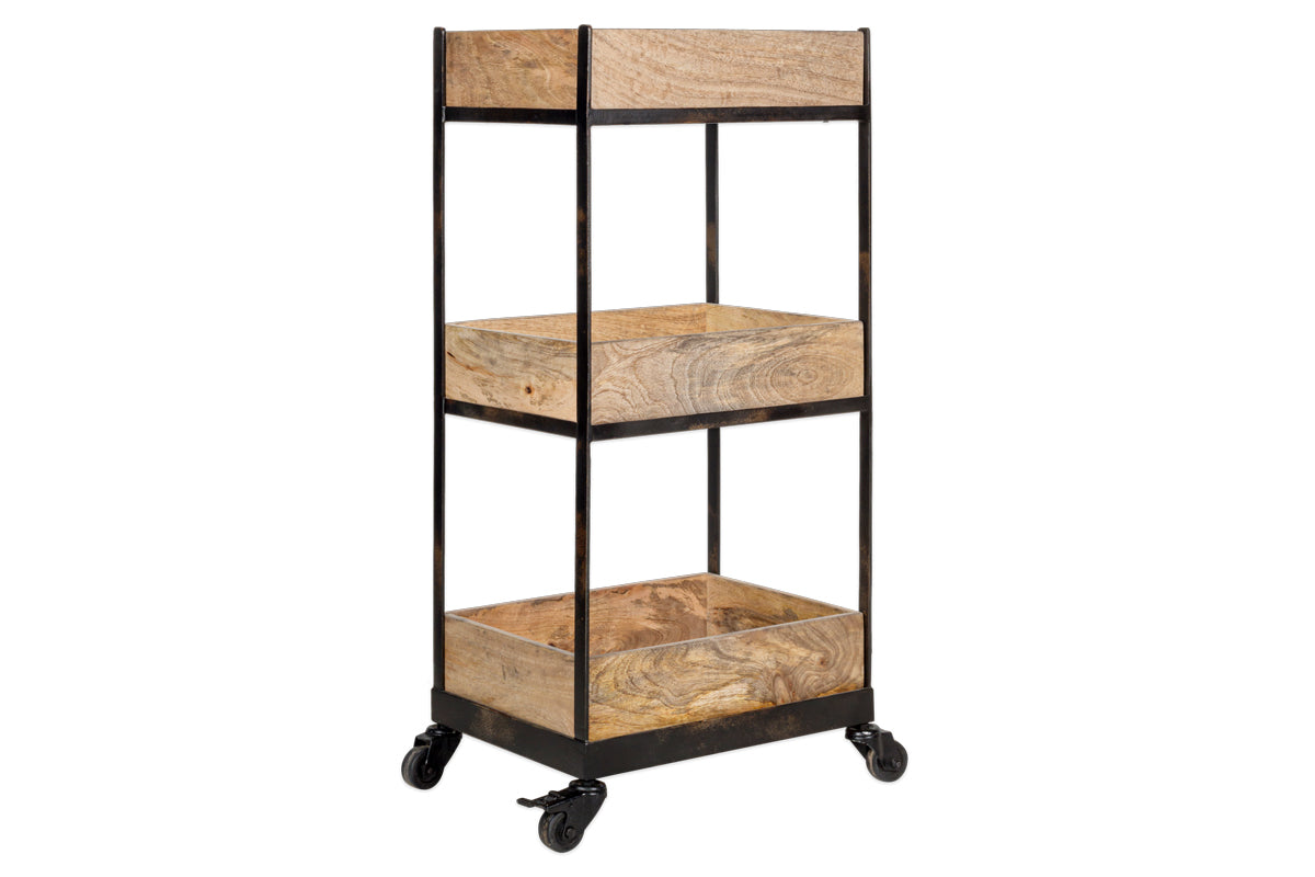 Soma Mango Wood Storage Trolley-nkuku