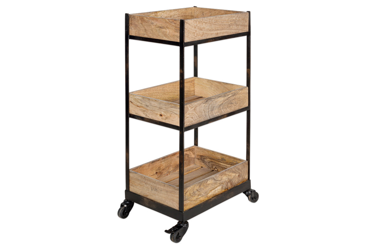 Soma Mango Wood Storage Trolley-nkuku