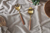 Soni Salad Servers - Gold & Acacia (Set of 2)-nkuku