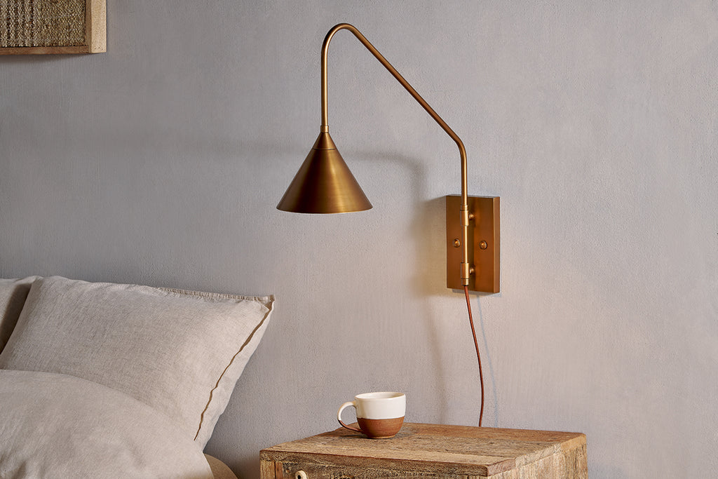 Thottam Swing Arm Wall Lamp - Antique Brass