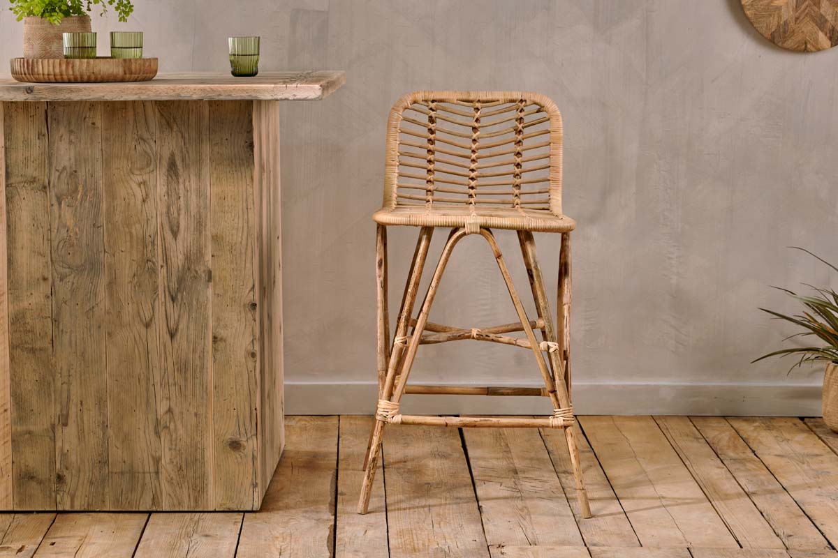 Taung Rattan Counter Chair - Natural-nkuku