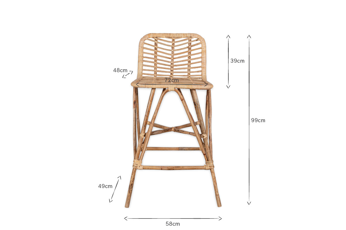 Taung Rattan Counter Chair - Natural-nkuku