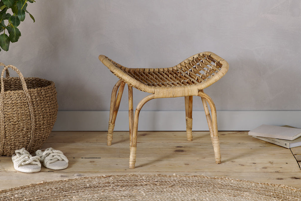 Taung Rattan Low Stool - Natural-nkuku