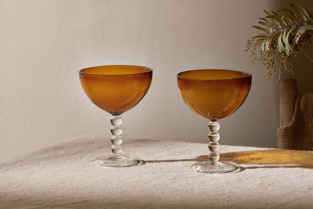 Thimma Champagne Coupe - Amber (Set of 2)-nkuku