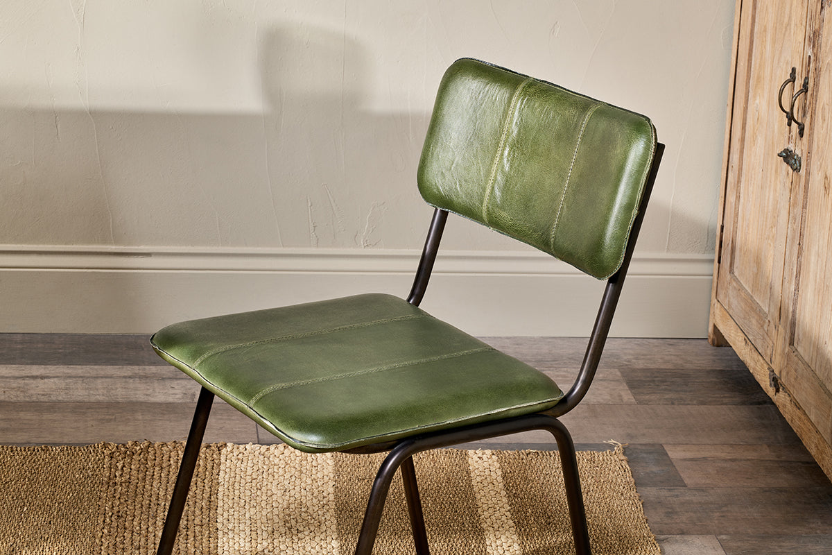 Ukari Leather Dining Chair - Rich Green