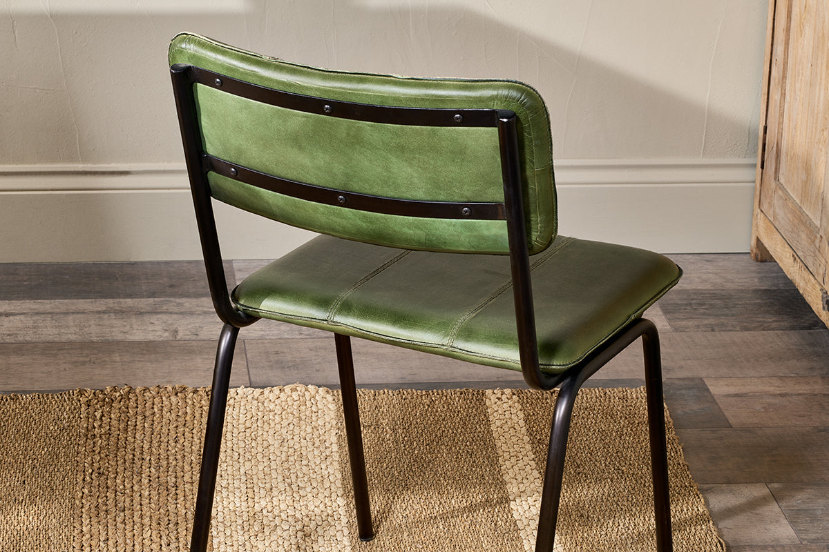 Ukari Leather Dining Chair - Rich Green