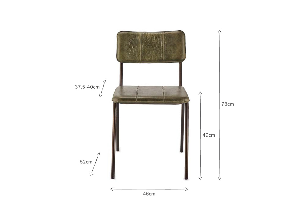 Ukari Leather Dining Chair - Rich Green