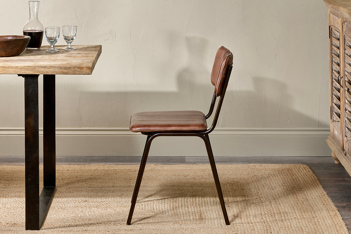 Ukari Leather Dining Chair - Chocolate Brown