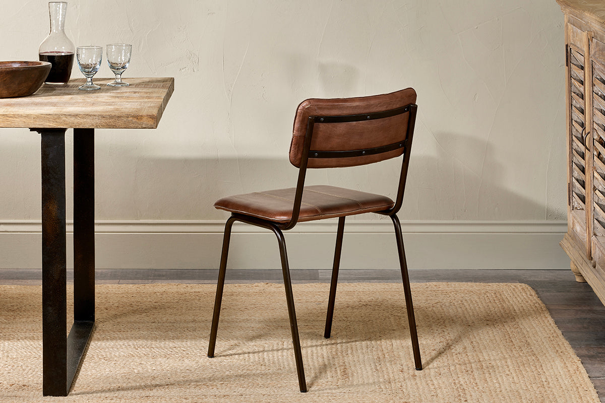 Ukari Leather Dining Chair - Chocolate Brown