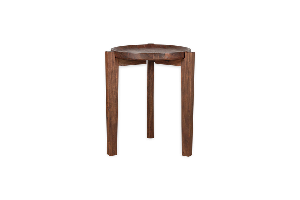 Umar Acacia Side Table - Dark Brown