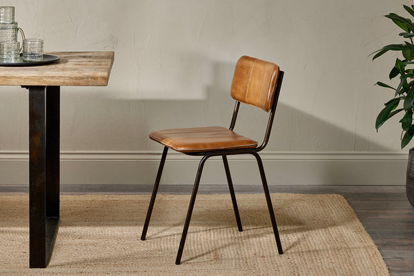 Ukari Leather Dining Chair - Aged Tan-nkuku