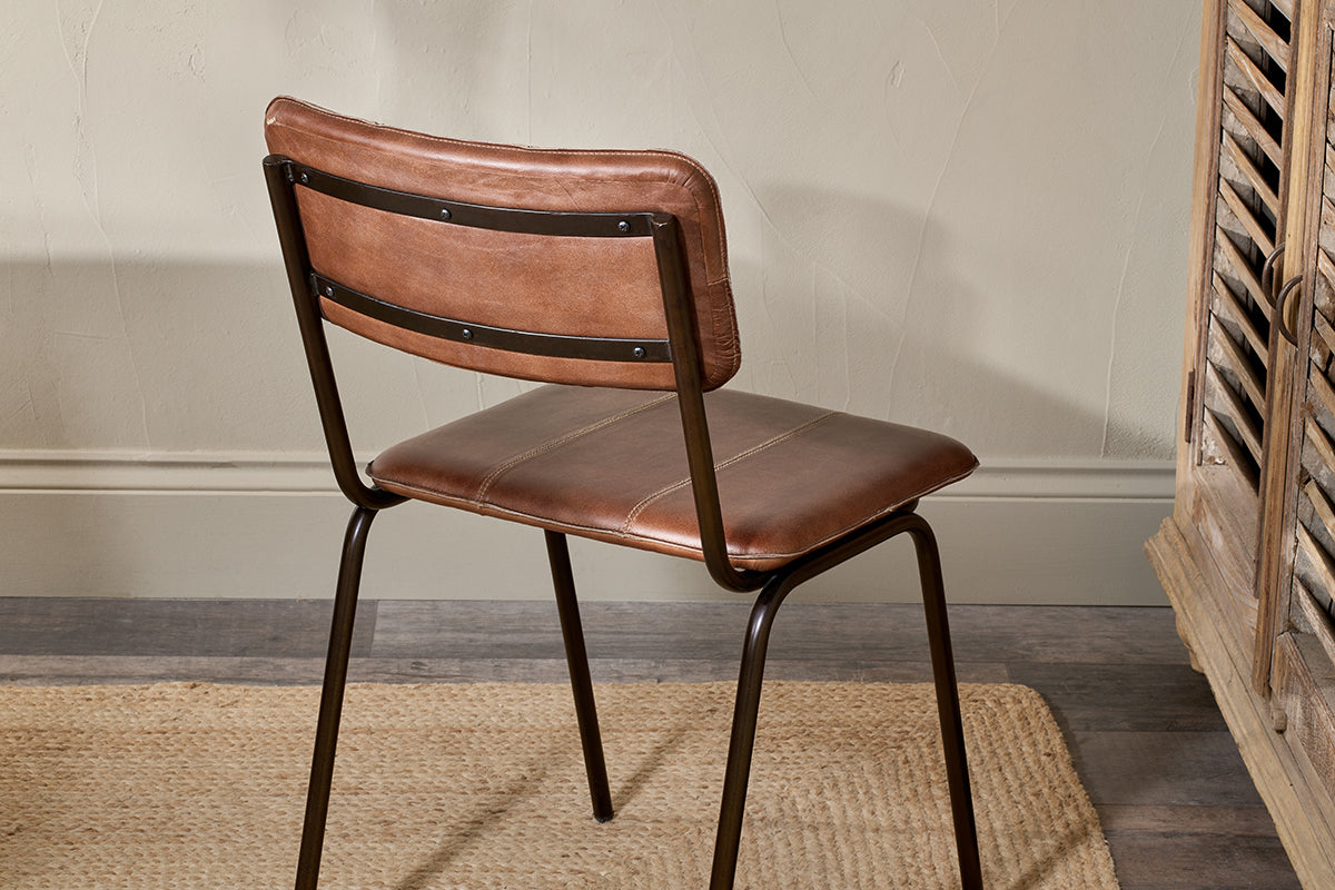 Ukari Leather Dining Chair - Chocolate Brown-nkuku