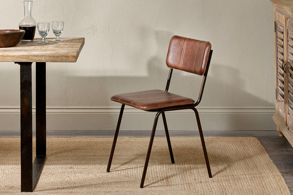 Ukari Leather Dining Chair - Chocolate Brown-nkuku