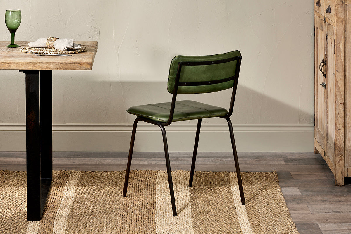 Ukari Leather Dining Chair - Rich Green-nkuku