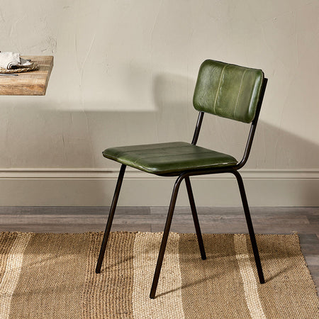 Ukari Leather Dining Chair - Rich Green-nkuku