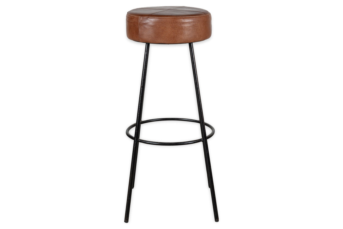 Veer Leather Counter Stool - Aged Tan