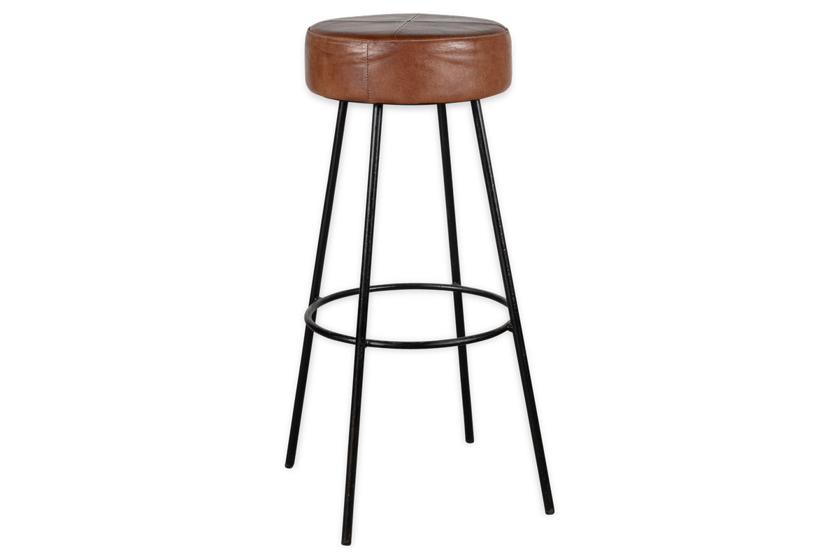 Veer Leather Counter Stool - Aged Tan