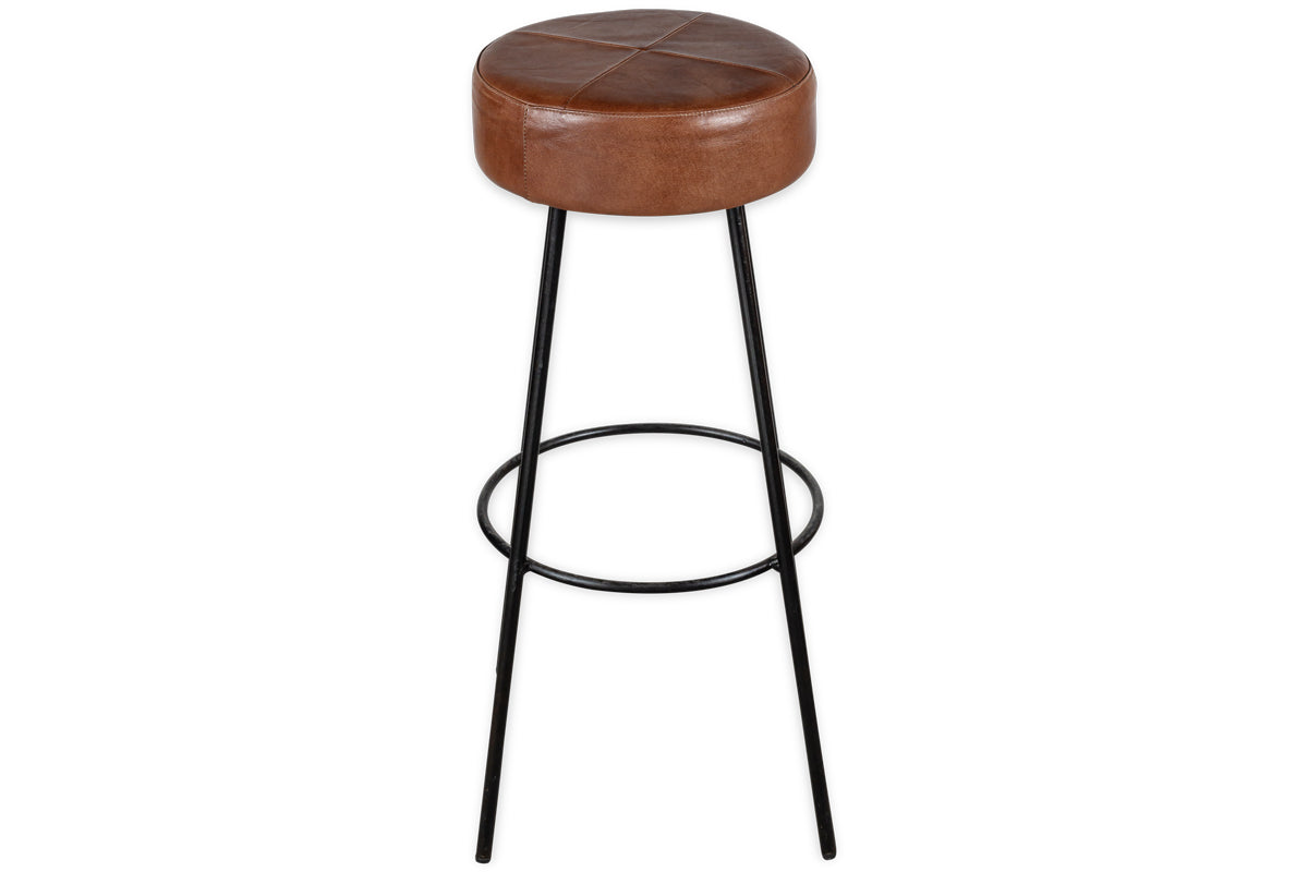 Veer Leather Counter Stool - Aged Tan