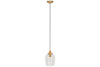 Varuna Mango Wood & Glass Pendant Lamp - Natural & Clear