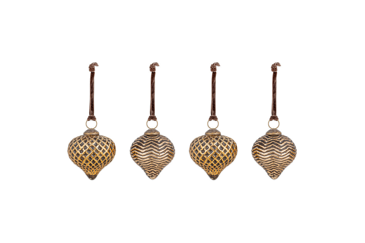 Varu Baubles - Black & Gold - (Set of 4)-nkuku