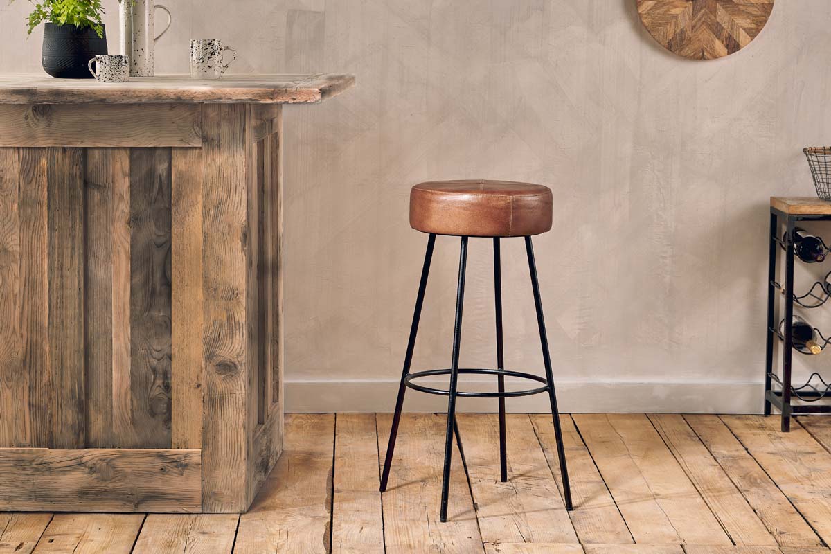 Veer Leather Counter Stool - Aged Tan-nkuku