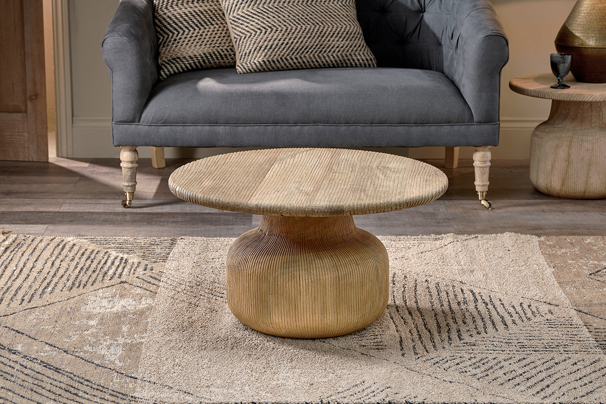 Vivan Grooved Wood Coffee Table- nkuku