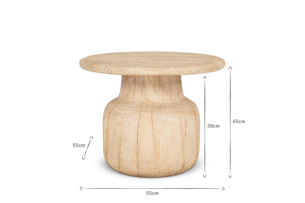 Vivan Grooved Wood Side Table- nkuku